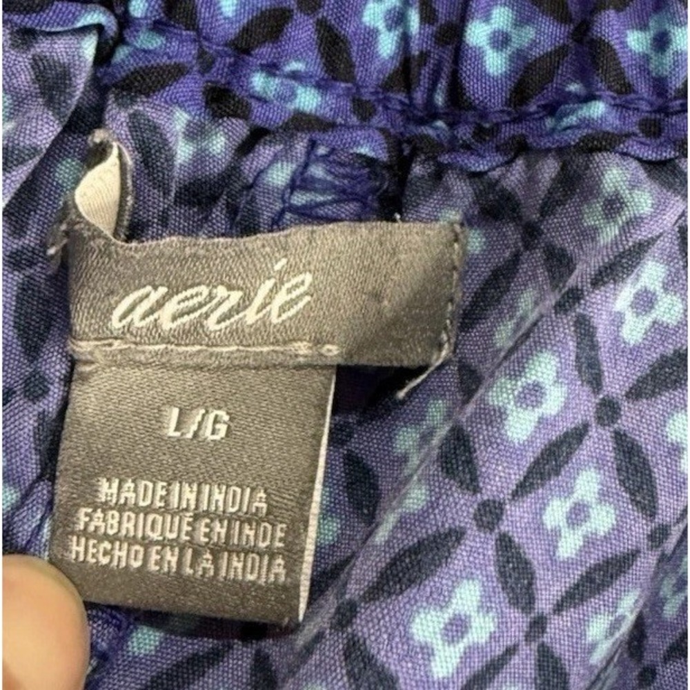 Women's Size Large Aerie Blue Purple Patterned Lightweight Jogger Pants - Picture 5 of 7
